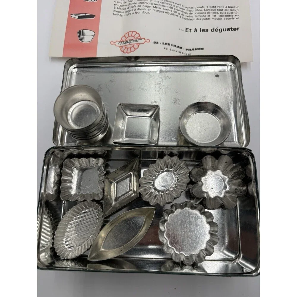 50 Matfer Mini Small My Fancy Cake Bake Molds Tarts Tins w Recipes & Box France